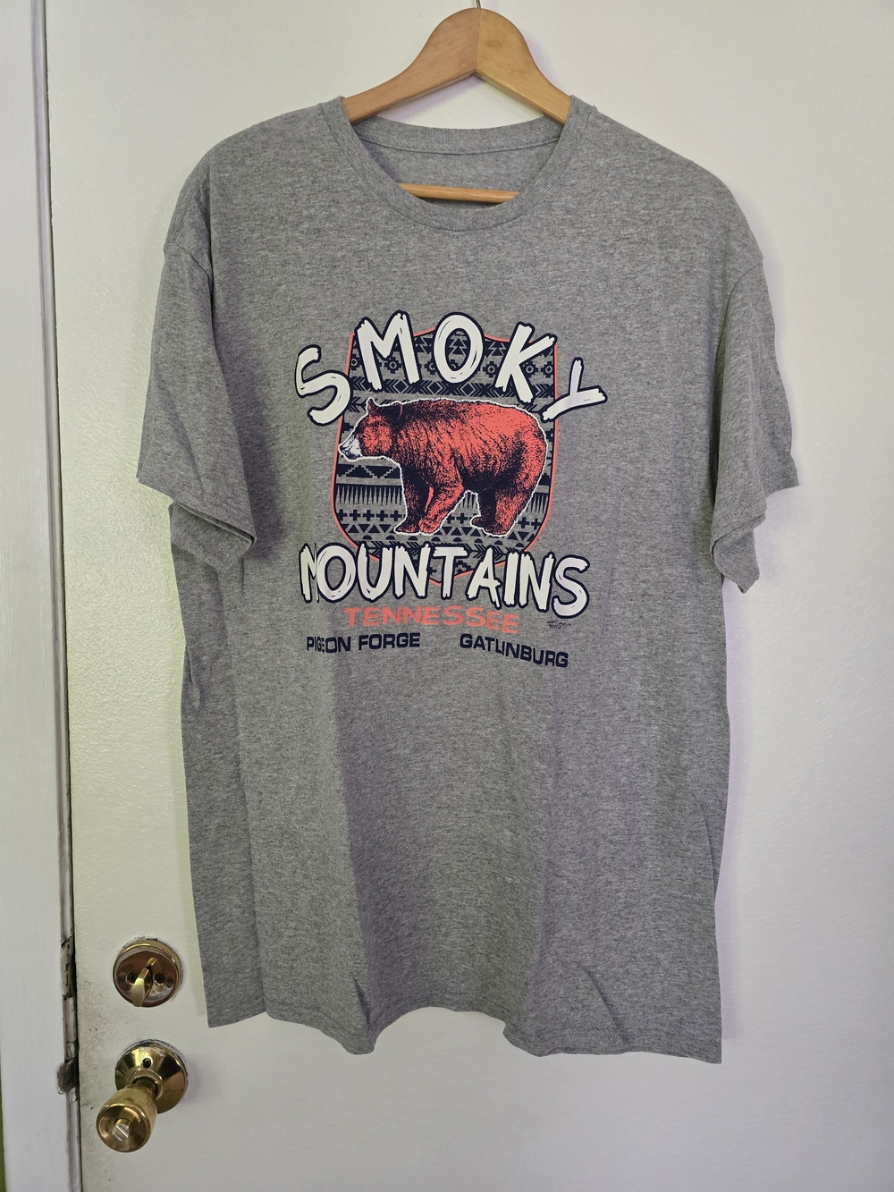 Smoky Mountains Grey Graphic Tee with Bear